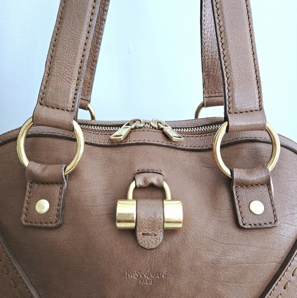 Authentic YSL SAINT LAURENT Muse Brown Y Leather Weekender Boston Travel Tote - Picture 2 of 15
